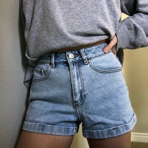 light blue jean shorts